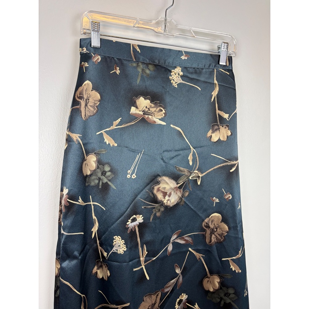 VTG My Michelle Floral Satin Maxi Skirt Blue 9/10 Small Whimsigoth Fairy Grunge - Picture 2 of 10